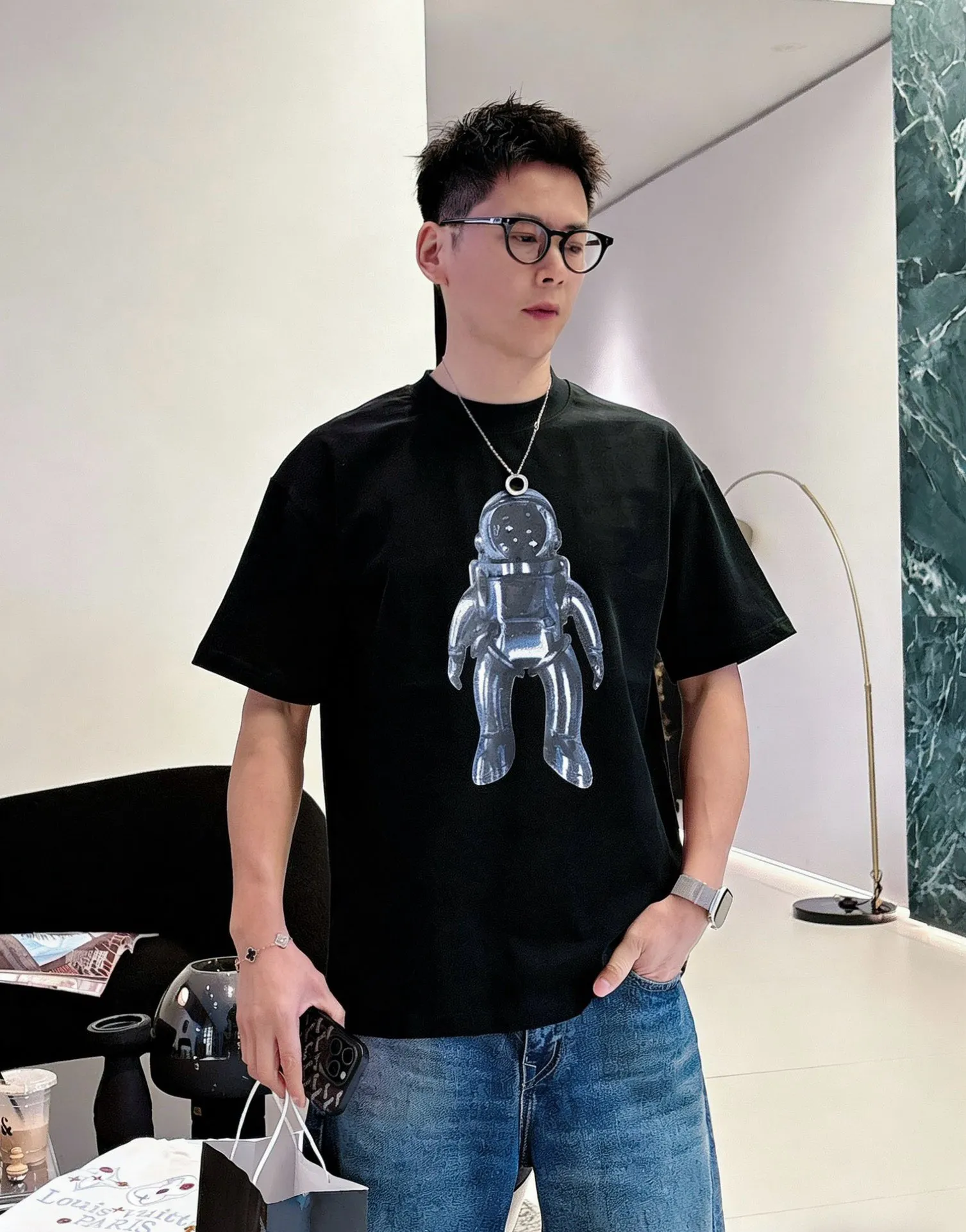 Louis Vuitton/Louis Vuitton astronaut print short sleeves